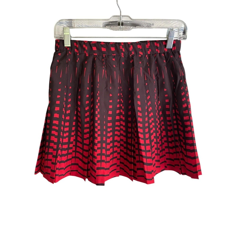 LBH Skirt Womens 8 Red Black Geometric Pleated Tennis Golf Mini Made USA